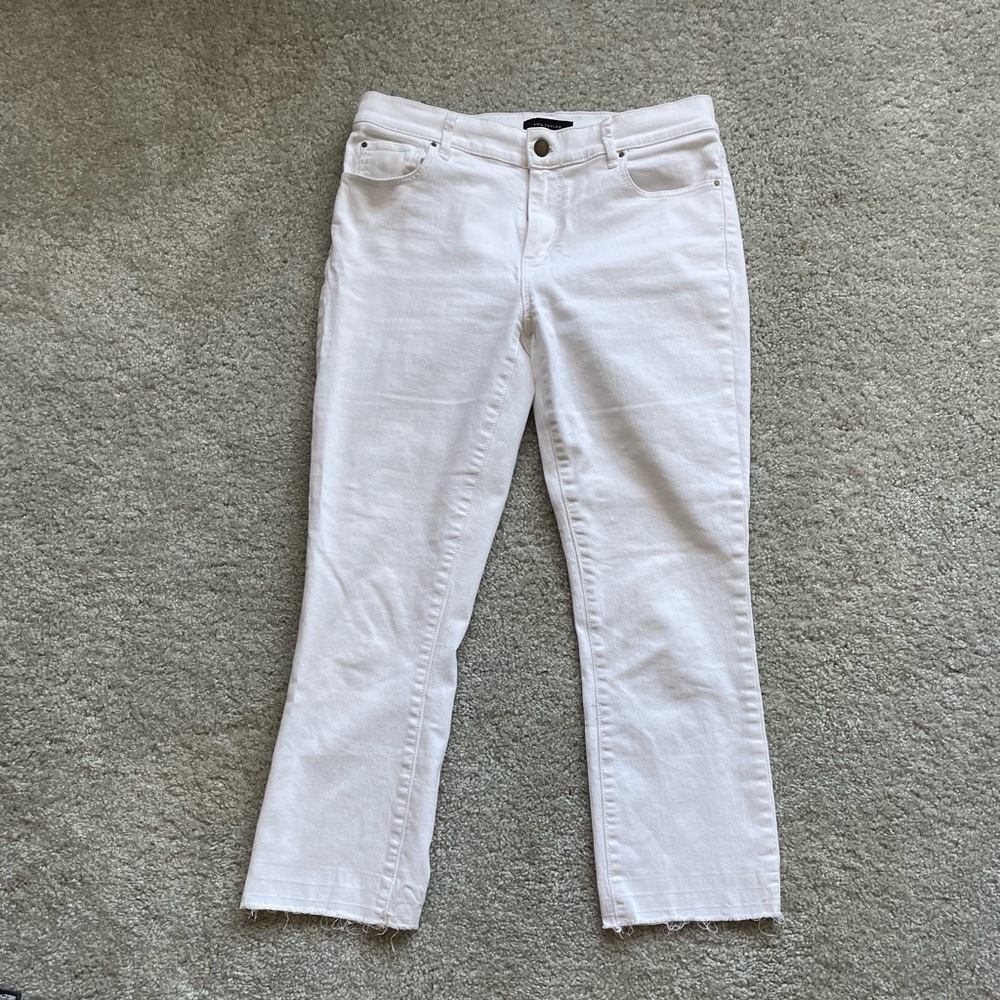 Raw hem cropped white denim